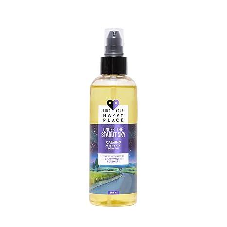 Find Your Happy Place - Under The Starlit Sky After-Bath Body Oil For Women & Men Chamomile & Rosemary | Lightweight, Non Greasy 200ml