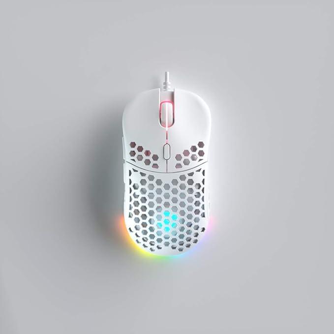 Clutch Chairz Ghost M1 - Belle Delphine Edition - Lightweight Sleeve Cord - Full RGB Gaming PC Mouse - Ultralight Ultra Weave Cable for Laptop PC Xbox PS4 Switch Gamer(50G) - PixArt 3360 Sensor