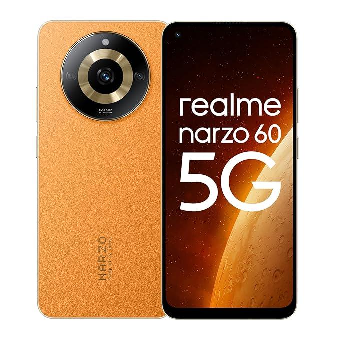 realme narzo 60 5G (Mars Orange,8GB+128GB) 90Hz Super AMOLED Display | Ultra Premium Vegan Leather Design | with 33W SUPERVOOC Charger